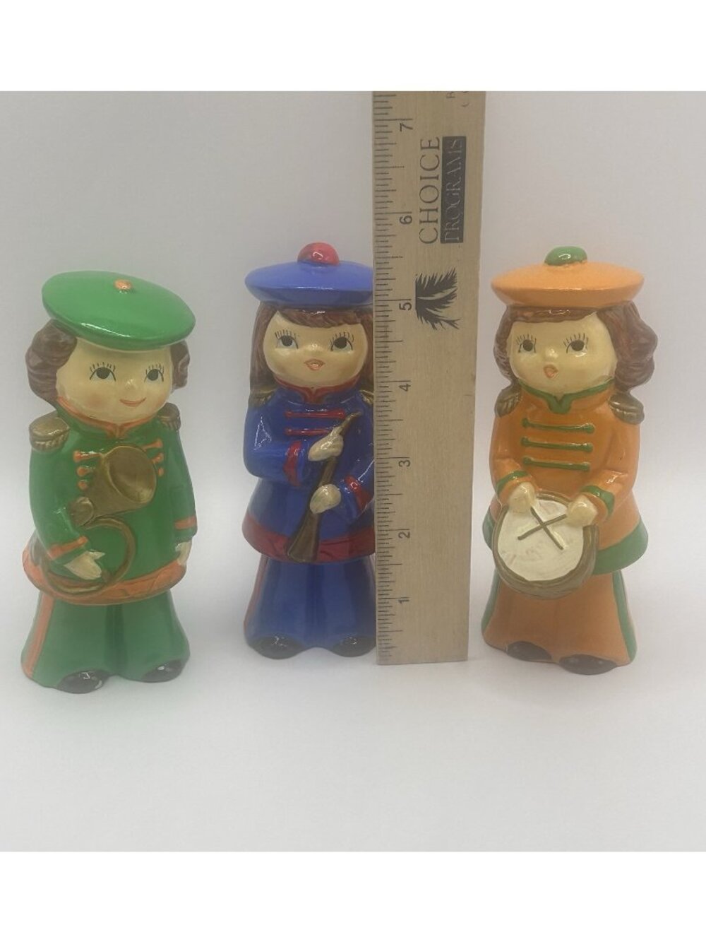 3 Mid Century Paper Mache Plaster Band Figurines Marching Christmas Japan Vntg - Picture 5 of 16